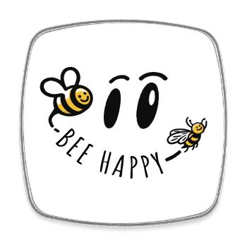 bee happy biene positiver spruch glück - Viereckiger Kühlschrankmagnet - Weiß - Vorne