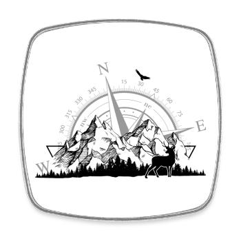 Compass Rose Minimalist Navy Grey - Square fridge magnet - white - Front
