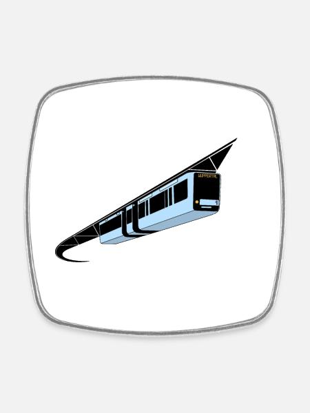 Wuppertal Schwebebahn bunt - Viereckiger Kühlschrankmagnet - Weiß