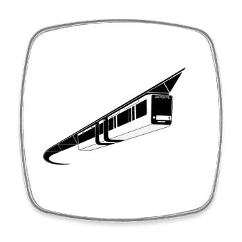 Wuppertal Schwebebahn schwarz/weiß - Viereckiger Kühlschrankmagnet - Weiß - Vorne