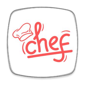 Red Chef Sketch Elegant - Square fridge magnet - white - Front
