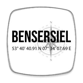 Koordinaten Bensersiel - Viereckiger Kühlschrankmagnet - Weiß - Vorne