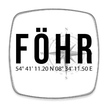 Koordinaten Föhr - Viereckiger Kühlschrankmagnet - Weiß - Vorne