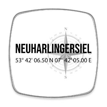 Koordinaten Neuharlingersiel - Viereckiger Kühlschrankmagnet - Weiß - Vorne