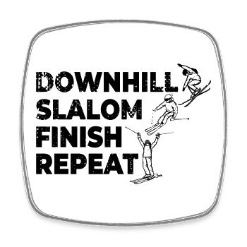 Downhill Slalom Finish Repeat - Square fridge magnet - white - Front