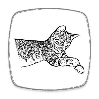 Katze schwarz Katzenbaby Kätzchen - Viereckiger Kühlschrankmagnet - Weiß - Vorne