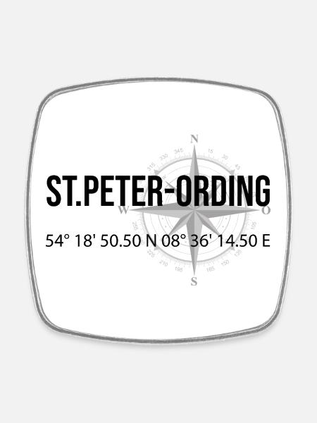 Koordinaten St Peter Ording - Viereckiger Kühlschrankmagnet - Weiß