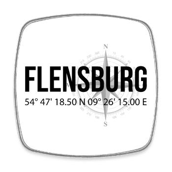 Koordinaten Flensburg - Viereckiger Kühlschrankmagnet - Weiß - Vorne