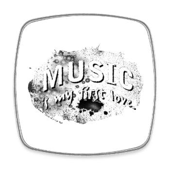 Music is my first love Background stormy rasterize - Square fridge magnet - white - Front