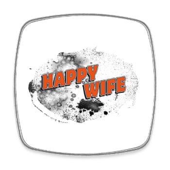 HAPPY WIFE Background stormy rasteriert - Square fridge magnet - white - Front