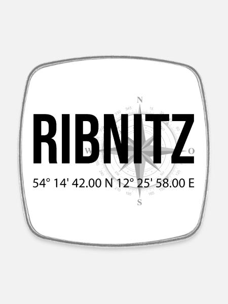 Koordinaten Ribnitz - Viereckiger Kühlschrankmagnet - Weiß