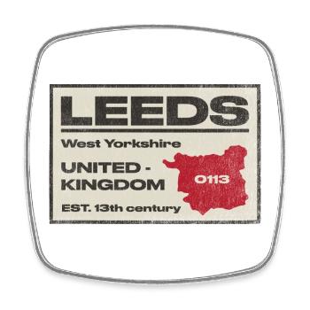 Leeds West Yorkshire Emblem - Viereckiger Kühlschrankmagnet - Weiß - Vorne