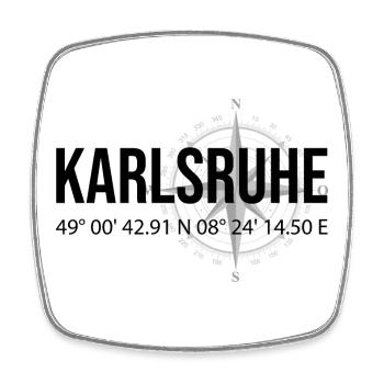 Koordinaten Karlsruhe - Viereckiger Kühlschrankmagnet - Weiß - Vorne