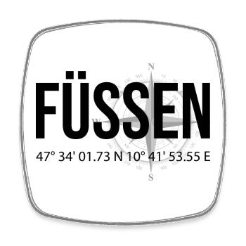 Koordinaten Füssen - Viereckiger Kühlschrankmagnet - Weiß - Vorne