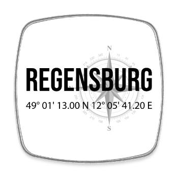 Koordinaten Regensburg - Viereckiger Kühlschrankmagnet - Weiß - Vorne