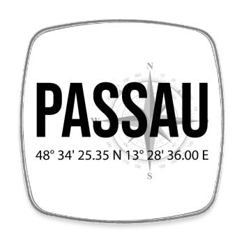 Koordinaten Passau - Viereckiger Kühlschrankmagnet - Weiß - Vorne