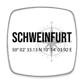 Koordinaten Schweinfurt - Viereckiger Kühlschrankmagnet - Weiß - Vorne