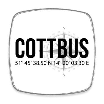 Koordinaten Cottbus - Viereckiger Kühlschrankmagnet - Weiß - Vorne