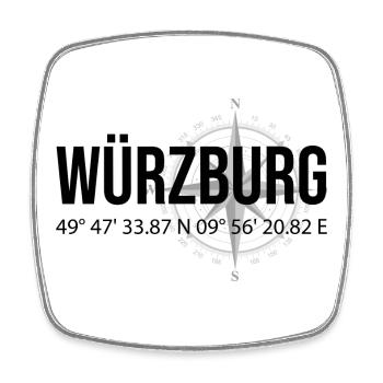 Koordinaten Würzburg - Viereckiger Kühlschrankmagnet - Weiß - Vorne