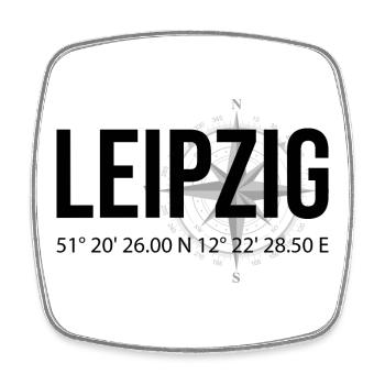 Koordinaten Leipzig - Viereckiger Kühlschrankmagnet - Weiß - Vorne