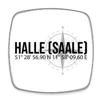 Koordinaten Halle Saale - Viereckiger Kühlschrankmagnet - Weiß - Vorne