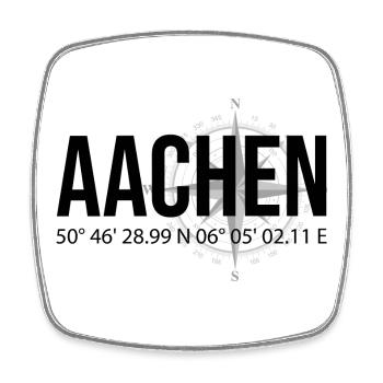 Koordinaten Aachen - Viereckiger Kühlschrankmagnet - Weiß - Vorne