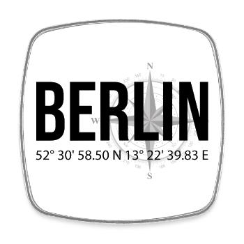 Koordinaten Berlin - Viereckiger Kühlschrankmagnet - Weiß - Vorne