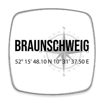 Koordinaten Braunschweig - Viereckiger Kühlschrankmagnet - Weiß - Vorne