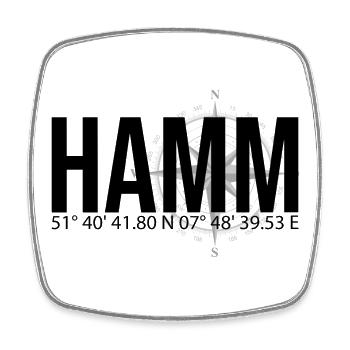 Koordinaten Hamm - Viereckiger Kühlschrankmagnet - Weiß - Vorne