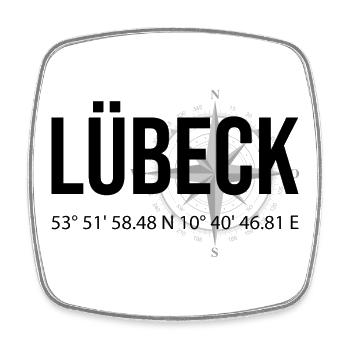 Koordinaten Lübeck - Viereckiger Kühlschrankmagnet - Weiß - Vorne