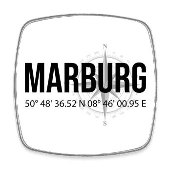 Koordinaten Marburg - Viereckiger Kühlschrankmagnet - Weiß - Vorne