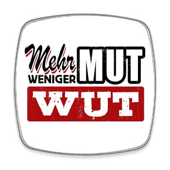 Mehr Mut weniger Wut - Gegen Rechts, gegen Hetze - Viereckiger Kühlschrankmagnet - Weiß - Vorne