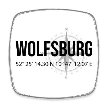 Koordinaten Wolfsburg - Viereckiger Kühlschrankmagnet - Weiß - Vorne