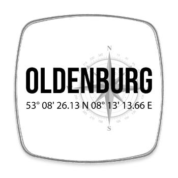Koordinaten Oldenburg - Viereckiger Kühlschrankmagnet - Weiß - Vorne