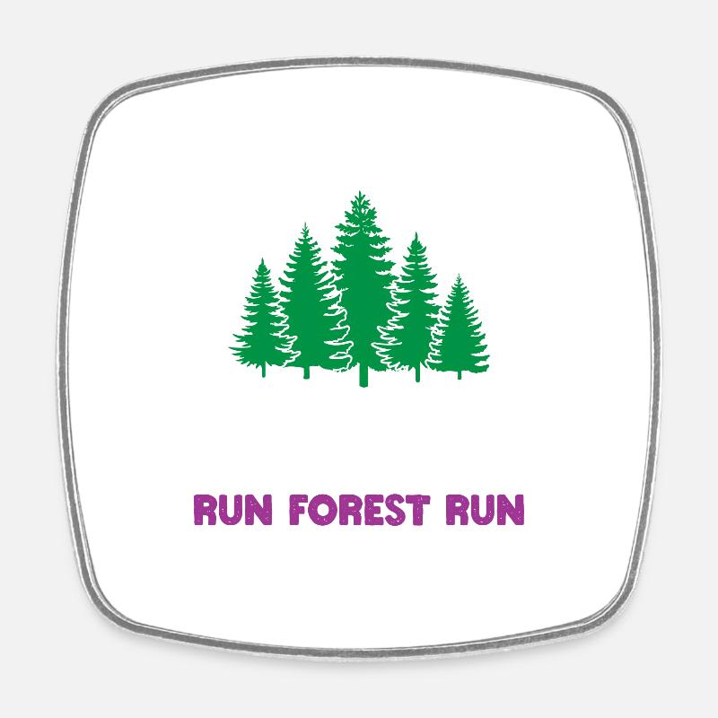 Trail Running - Run Forest Run - Square fridge magnet - white