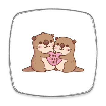 Niedliche Otter Umarmen Ein Herz Mein Otter Halb Lustig Pu - Viereckiger Kühlschrankmagnet - Weiß - Vorne