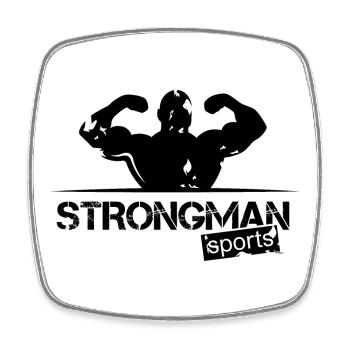 strongman sport logo symbol weight training fitness - Square fridge magnet - white - Front
