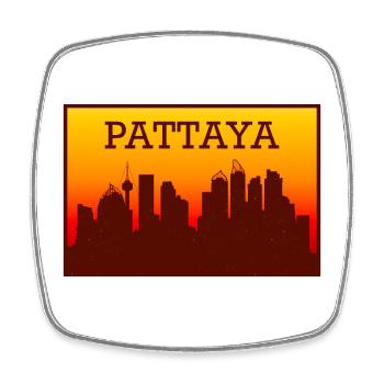 Pattaya Skyline Sonnenuntergang - Viereckiger Kühlschrankmagnet - Weiß - Vorne