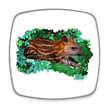 Tierbaby shirts, liegendes Tapirbaby - Viereckiger Kühlschrankmagnet - Weiß - Vorne