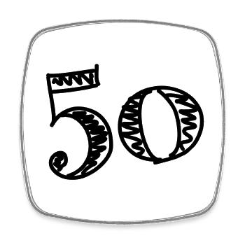 50. 50 JAHRE. 50-JÄHRIGES JUBILÄUM. 50-JÄHRIGES JUBILÄUM. - Viereckiger Kühlschrankmagnet - Weiß - Vorne