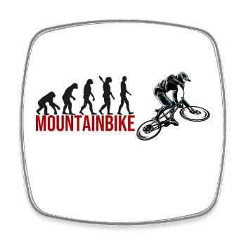 Evolution Mountainbike - Viereckiger Kühlschrankmagnet - Weiß - Vorne