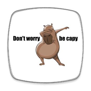 Don't worry be capy - Dabbing Capybara Geschenk - Viereckiger Kühlschrankmagnet - Weiß - Vorne