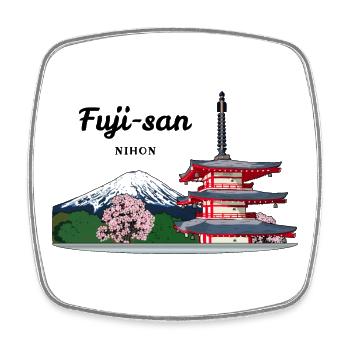 Mount Fuji, Japan, Pagoda - Square fridge magnet - white - Front