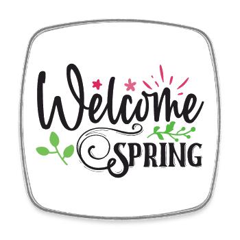 Willkommen Frühling - Viereckiger Kühlschrankmagnet - Weiß - Vorne