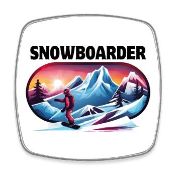 ski, snowboard, station de ski, snowboarder - Magnet carré - blanc - Devant
