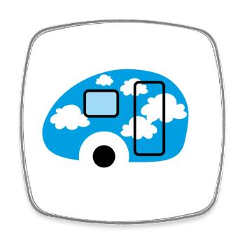 Caravane Caravane Clouds Camper Camping Retro Fan - Magnet carré - blanc - Devant