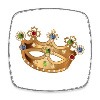 Couronne dorée avec pierres précieuses et perles - Magnet carré - blanc - Devant