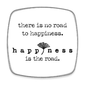 There is no road to happiness is the road – Ginkgo - Viereckiger Kühlschrankmagnet - Weiß - Vorne