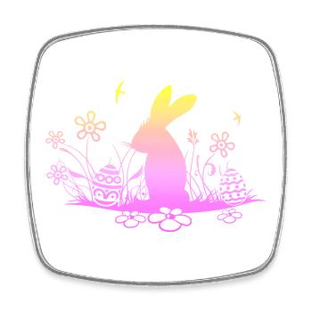 Ostern Osterhase auf Wiese mit Schwalben - Viereckiger Kühlschrankmagnet - Weiß - Vorne