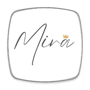 Chemise Princesse Mira – Nom avec la lettre M - Magnet carré - blanc - Devant